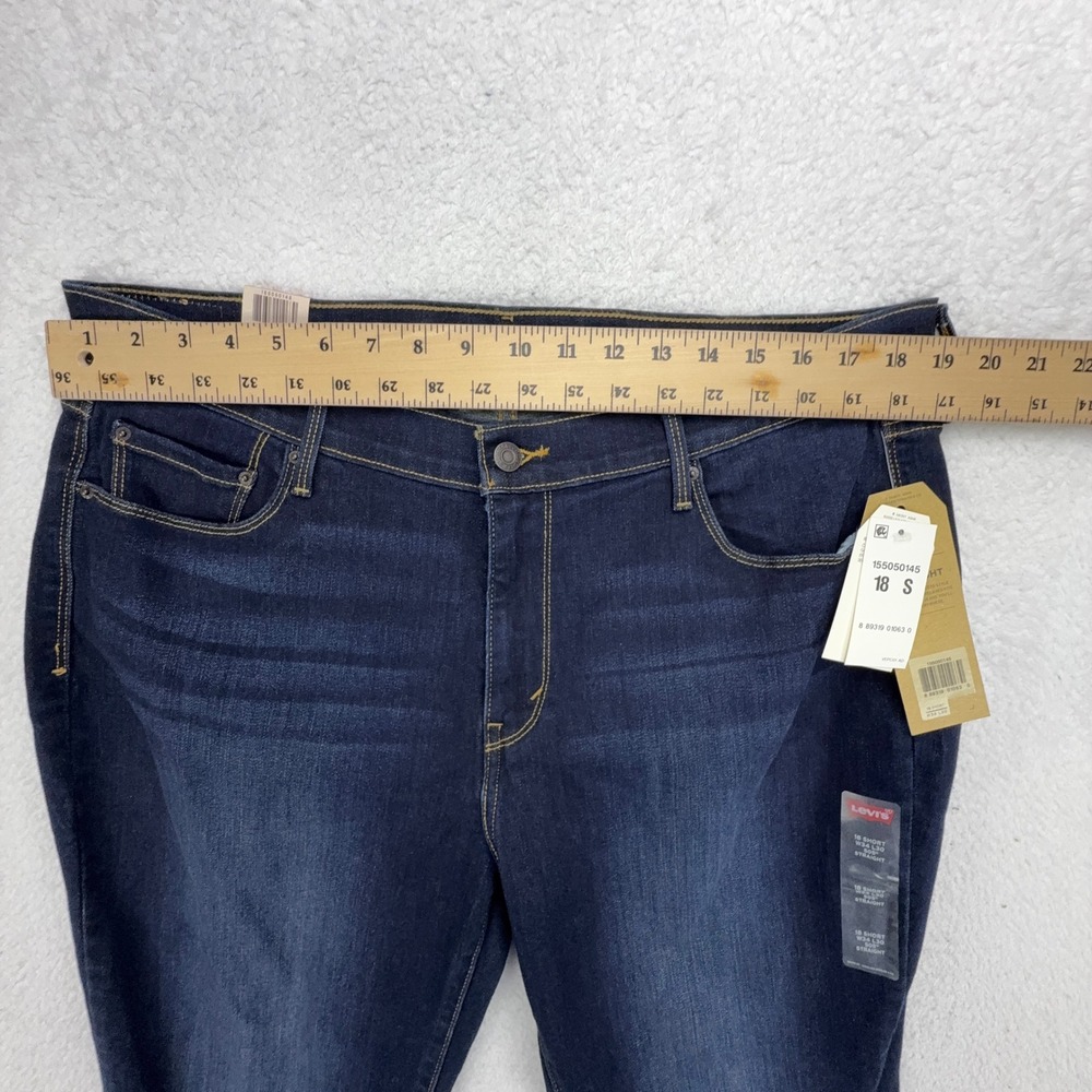 Levis 505 Straight Leg Jeans Womens 18S Dark Wash Mid Rise Blue Denim 15505-0145 - Picture 5 of 11